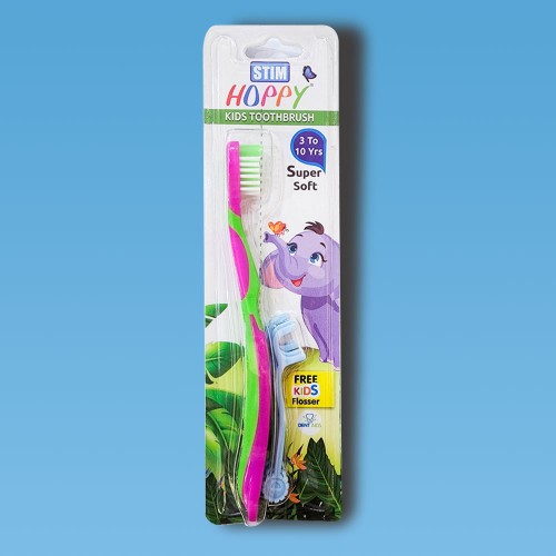 Stim Hoppy Kids Toothbrush - for 3 to 10 Years (Pack of 12)